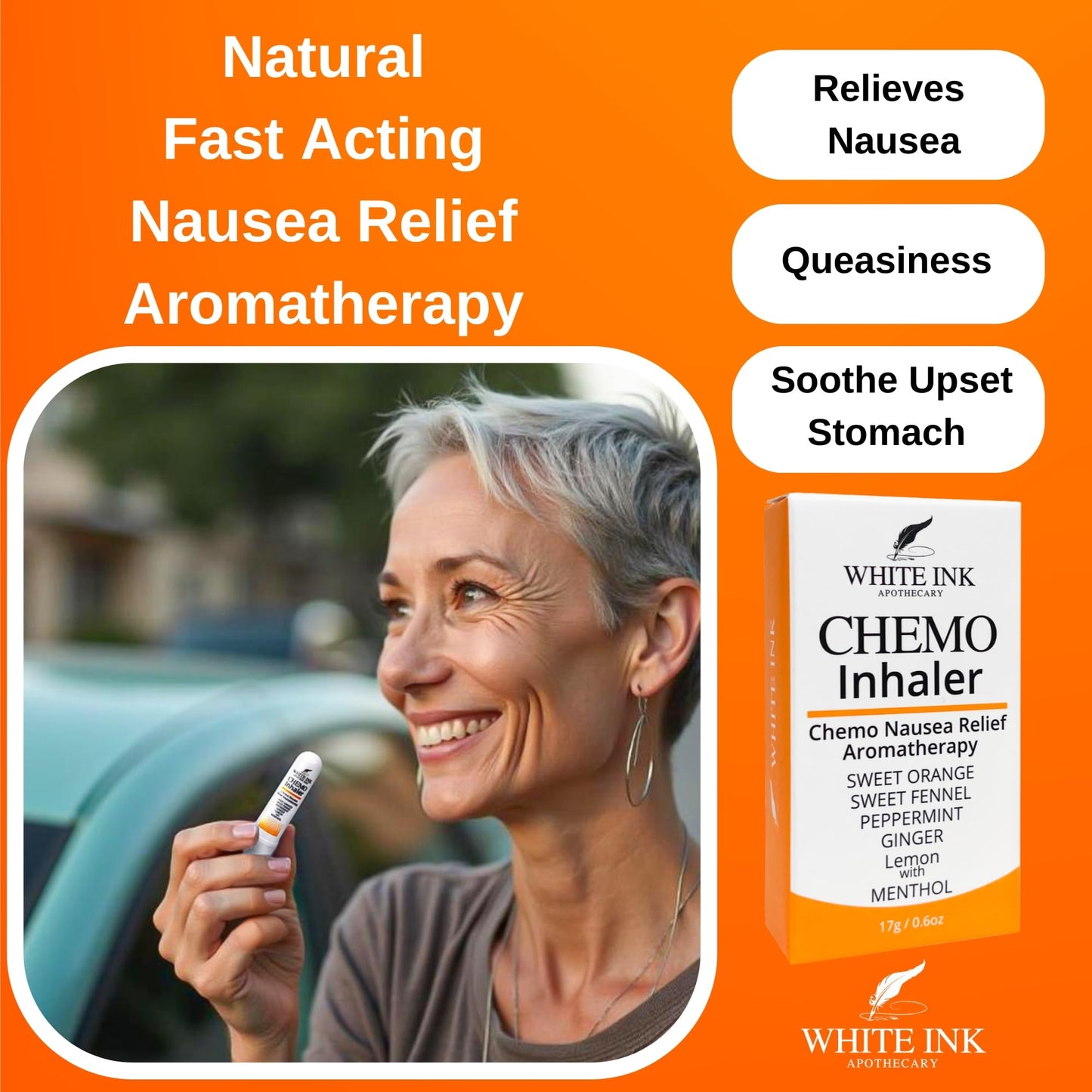 White Ink Apothecary Chemo Nausea Inhaler – Aromatherapy Relief (Drug-Free)