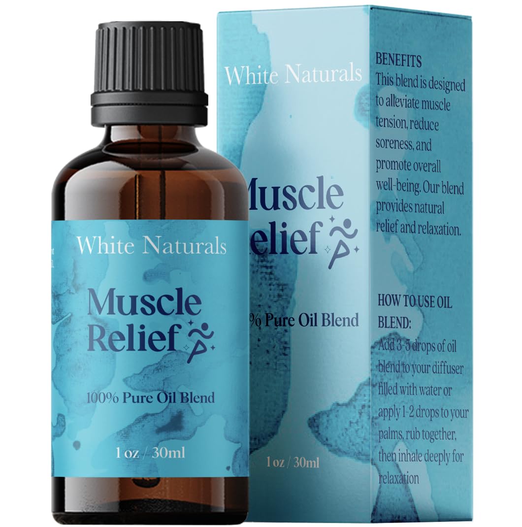 White Naturals Muscle Relief Essential Oil Blend – 100% Pure for Muscle Soreness & Joint Comfort | 1oz