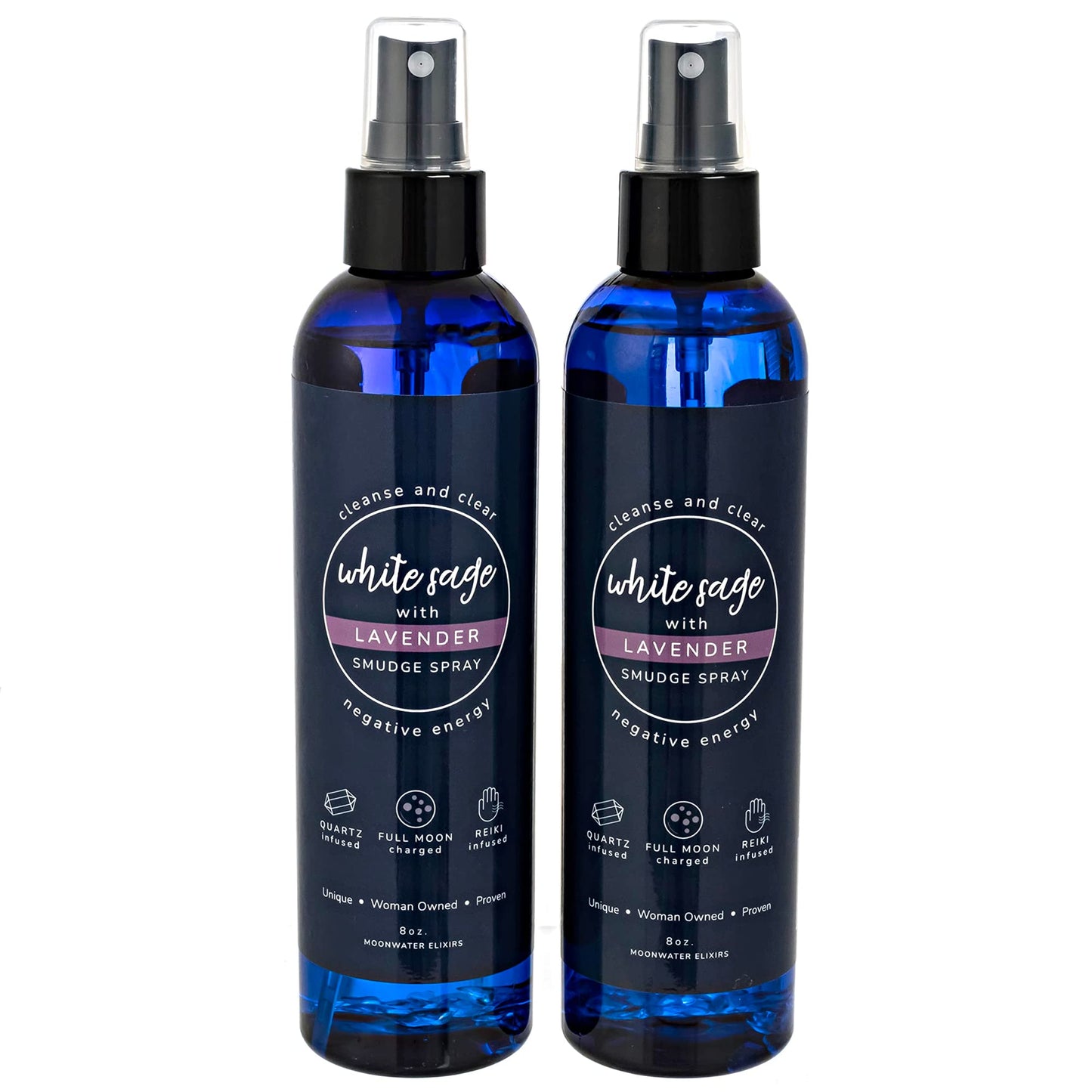 White Sage Smudge Spray – Reiki Charged Cleansing, Aura Protection, Lavender | 2x8oz