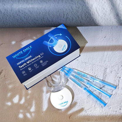 WHITE SMILE Teeth Whitening Kit – LED Light System, 35% Carbamide Peroxide, 3 Gel Syringes