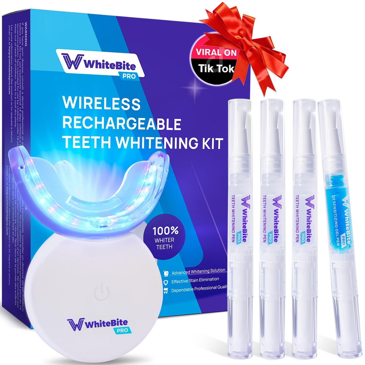 Whitebite Pro Teeth Whitening Kit for Sensitive Teeth – Dual LED, 35% Carbamide Peroxide Gel, Remineralizing Gel | At-Home Whitening