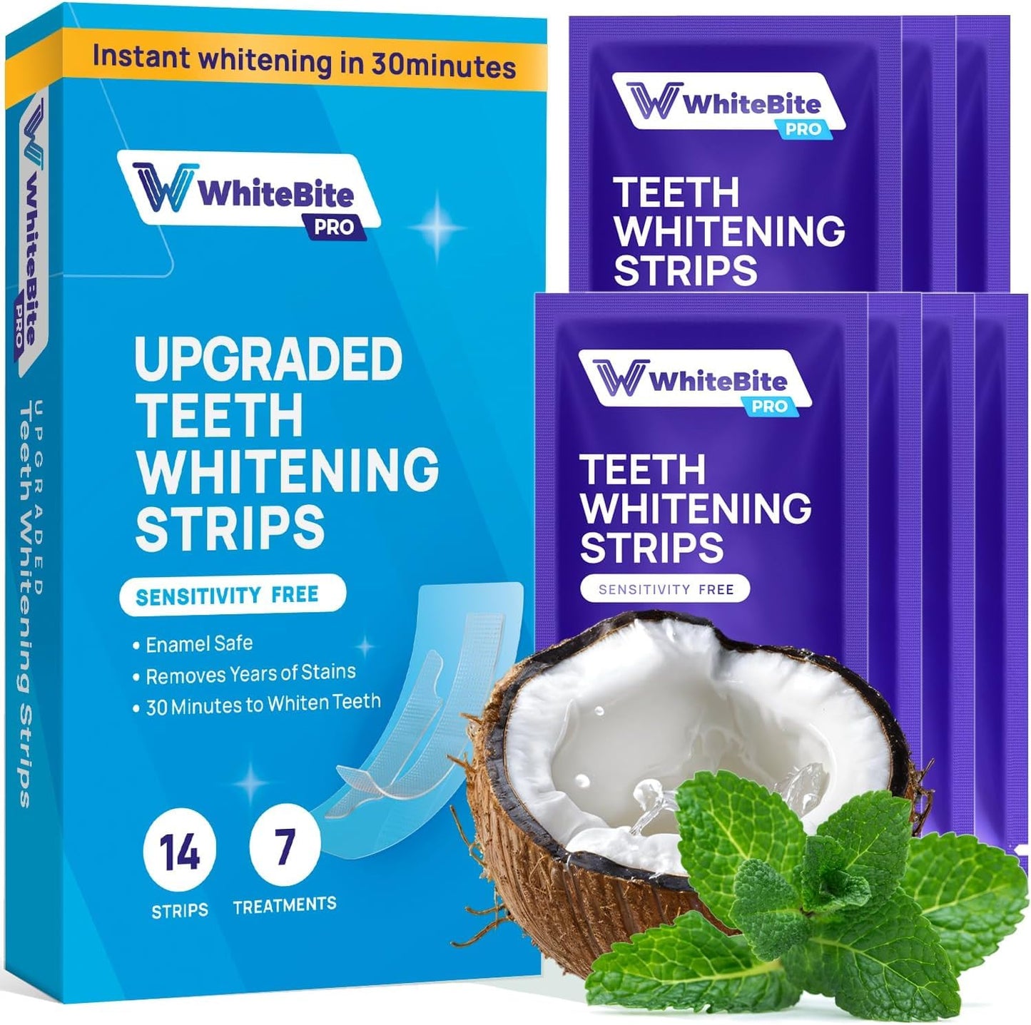 Whitebite Pro Teeth Whitening Strips – Dentist Grade, Enamel-Safe, Mint (14 Strips)