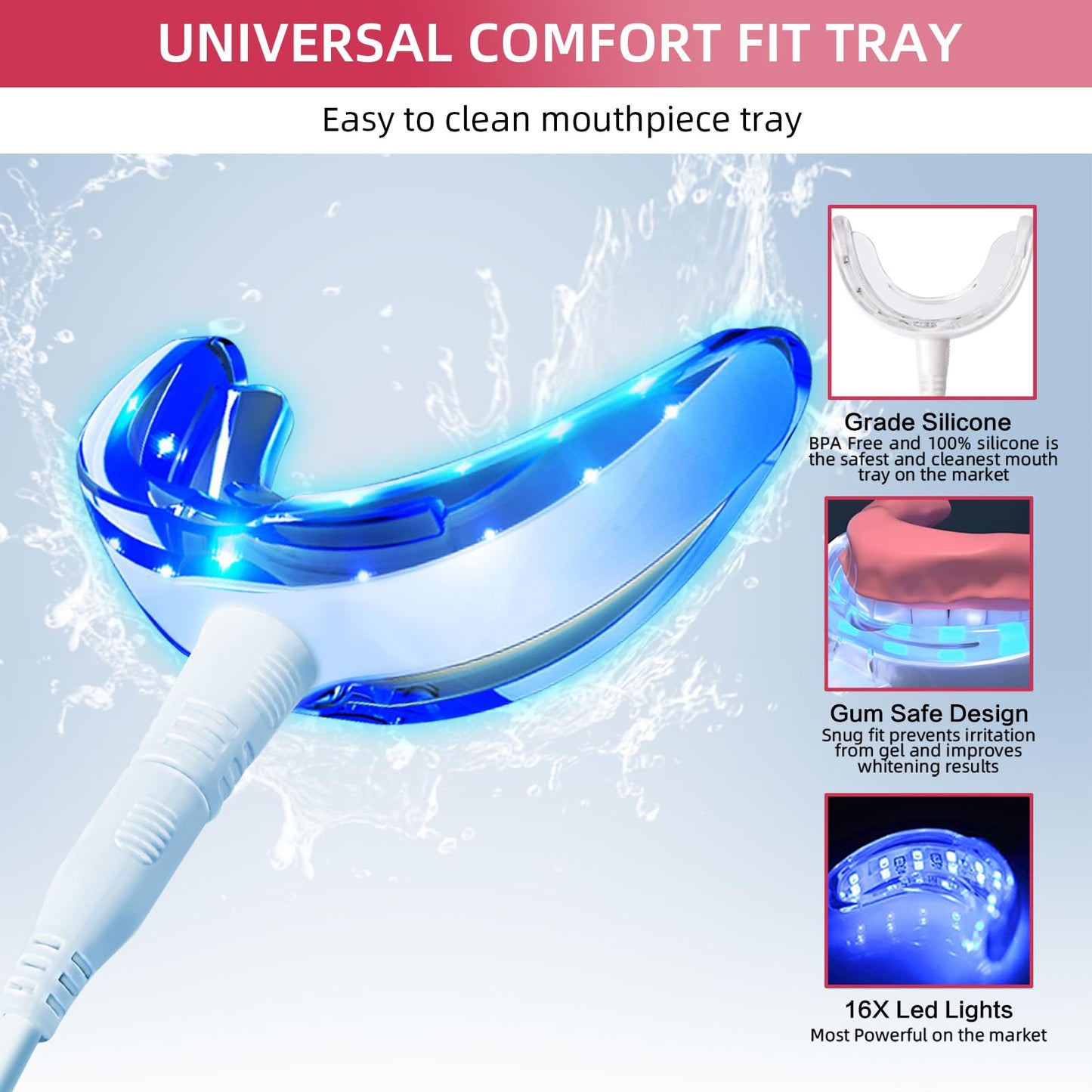 Professional Teeth Whitening Kit with 5 Gels, LED Accelerator Light & Custom Trays – Enamel Safe, Fast Home Whitening