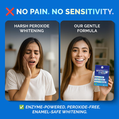 Whitening Strips for Sensitive Teeth – Enamel Safe, Peroxide-Free & Coconut Oil