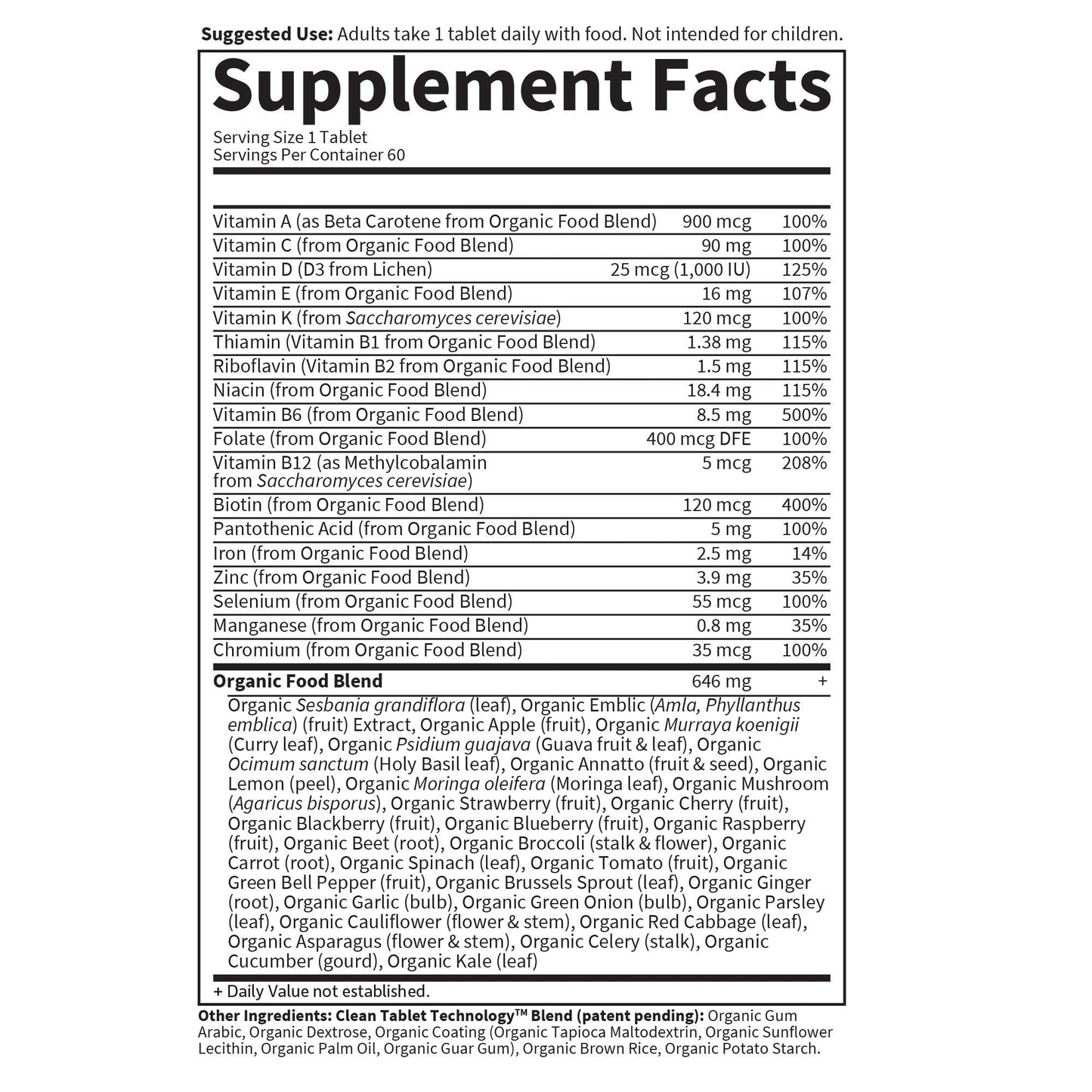 Garden of Life Organics Women’s Multivitamin – One Daily, Organic, Vegan (Iron 2.5mg) 60 Tablets