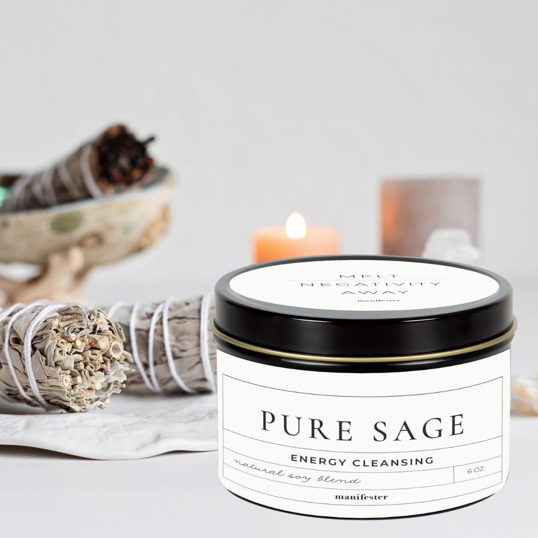 Whole Works Premium Sage Candle for Cleansing – 6oz Natural Soy Wax, Paraben & Phthalate Free