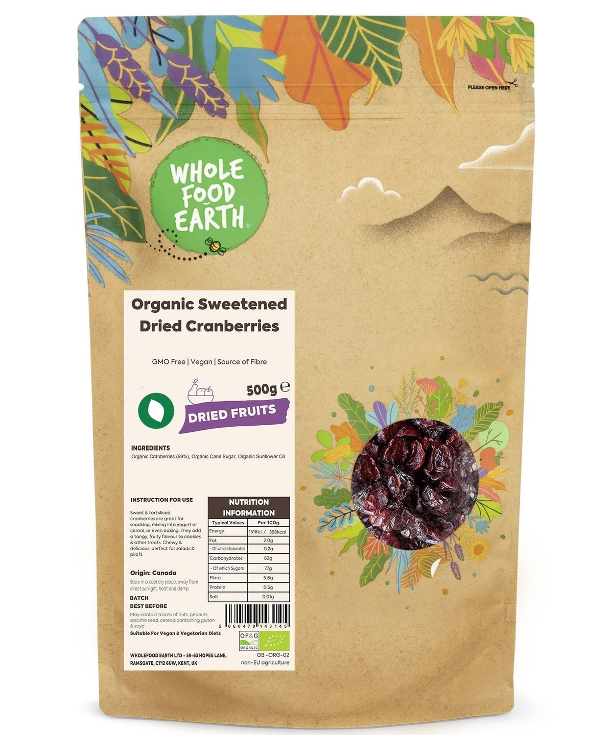Organic Sweetened Dried Cranberries