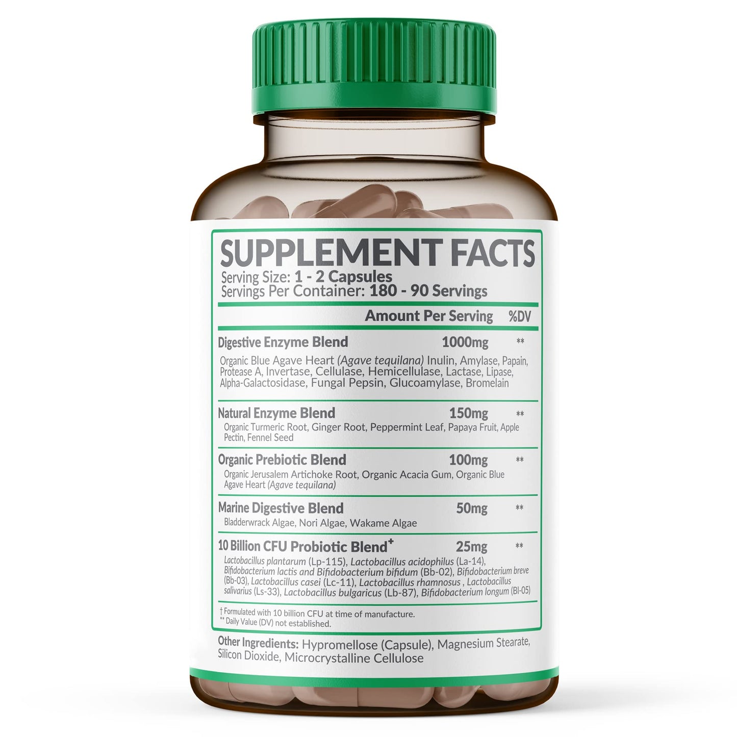 Wholesome Wellness Digestive Enzymes 1000MG + Prebiotics & Probiotics – 180 Capsules, Vegan