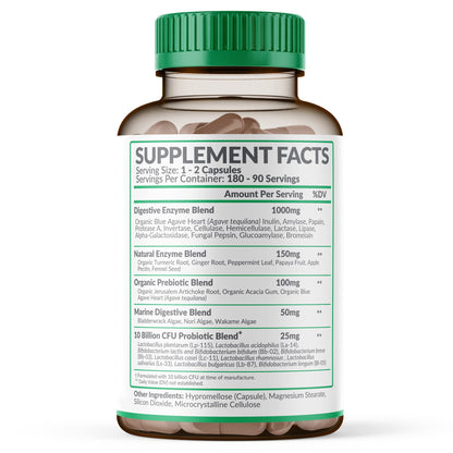 Wholesome Wellness Digestive Enzymes 1000MG + Prebiotics & Probiotics – 180 Capsules, Vegan