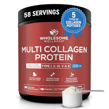 Wholesome Wellness Multi Collagen Powder – Grass-Fed Type I II III V X