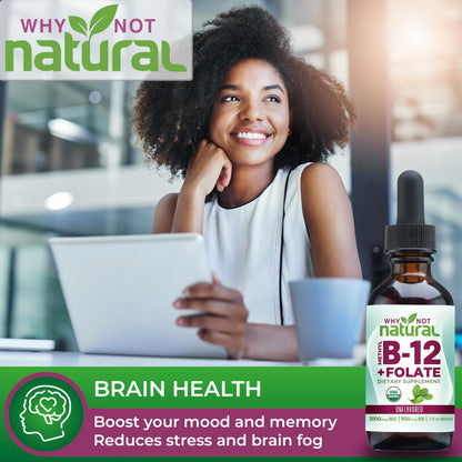 Why Not Natural Vitamin B12 Liquid + Folate - Organic Sublingual Drops, Vegan