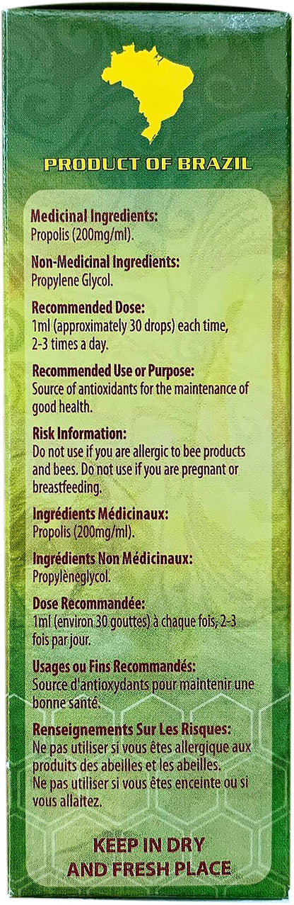 Generic Wild Apiary Brazilian Green Propolis Liquid Drop Glycolic (Non-Alcoholic) Extract 30ml (1 Bottle) - Sugar Free, Wax Free
