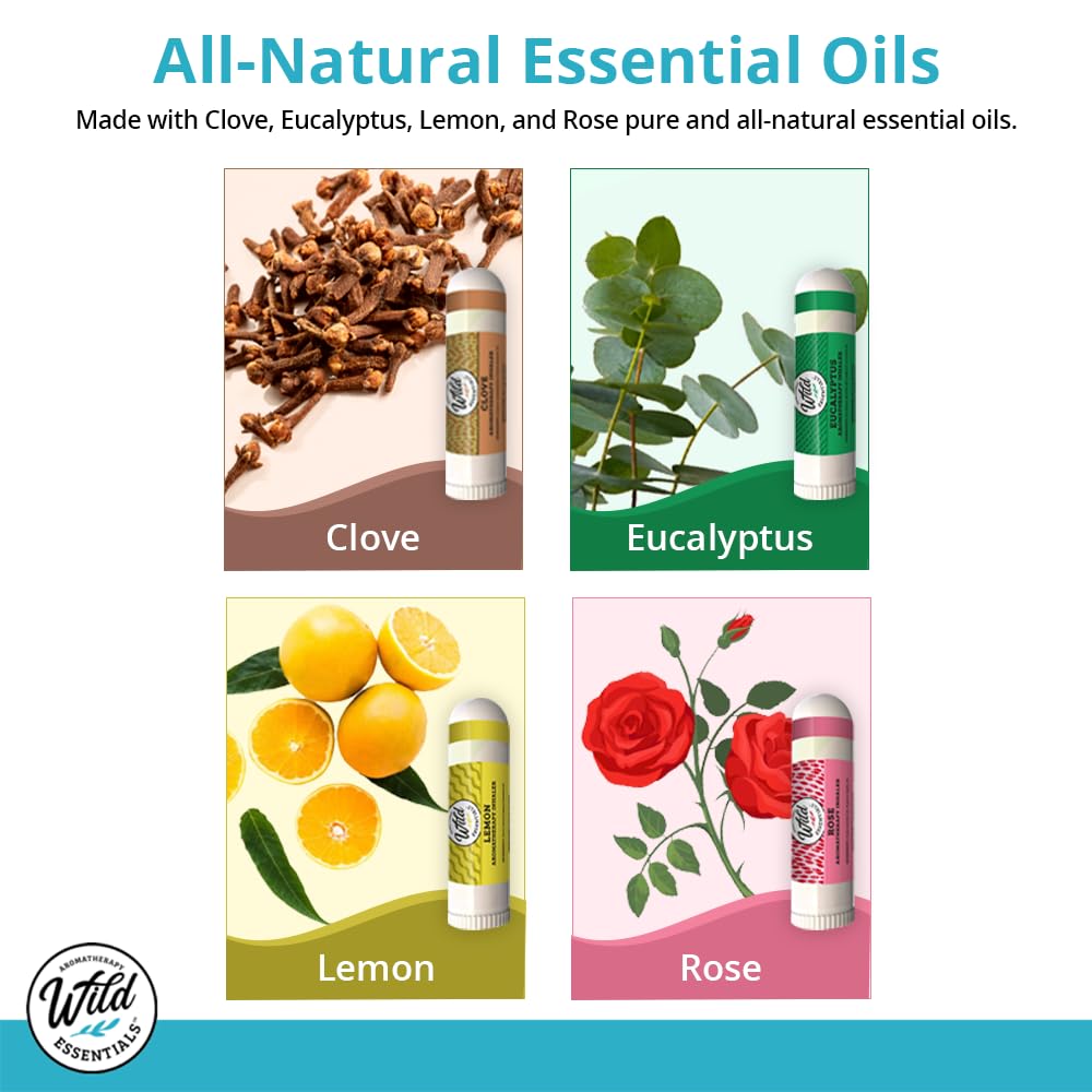 Wild Essentials Smell Training Kit Nasal Inhalers, Made in The USA, Pure Essential Oils, Olfactory Therapy, Loss of Smell, Aromatherapy, All Natural