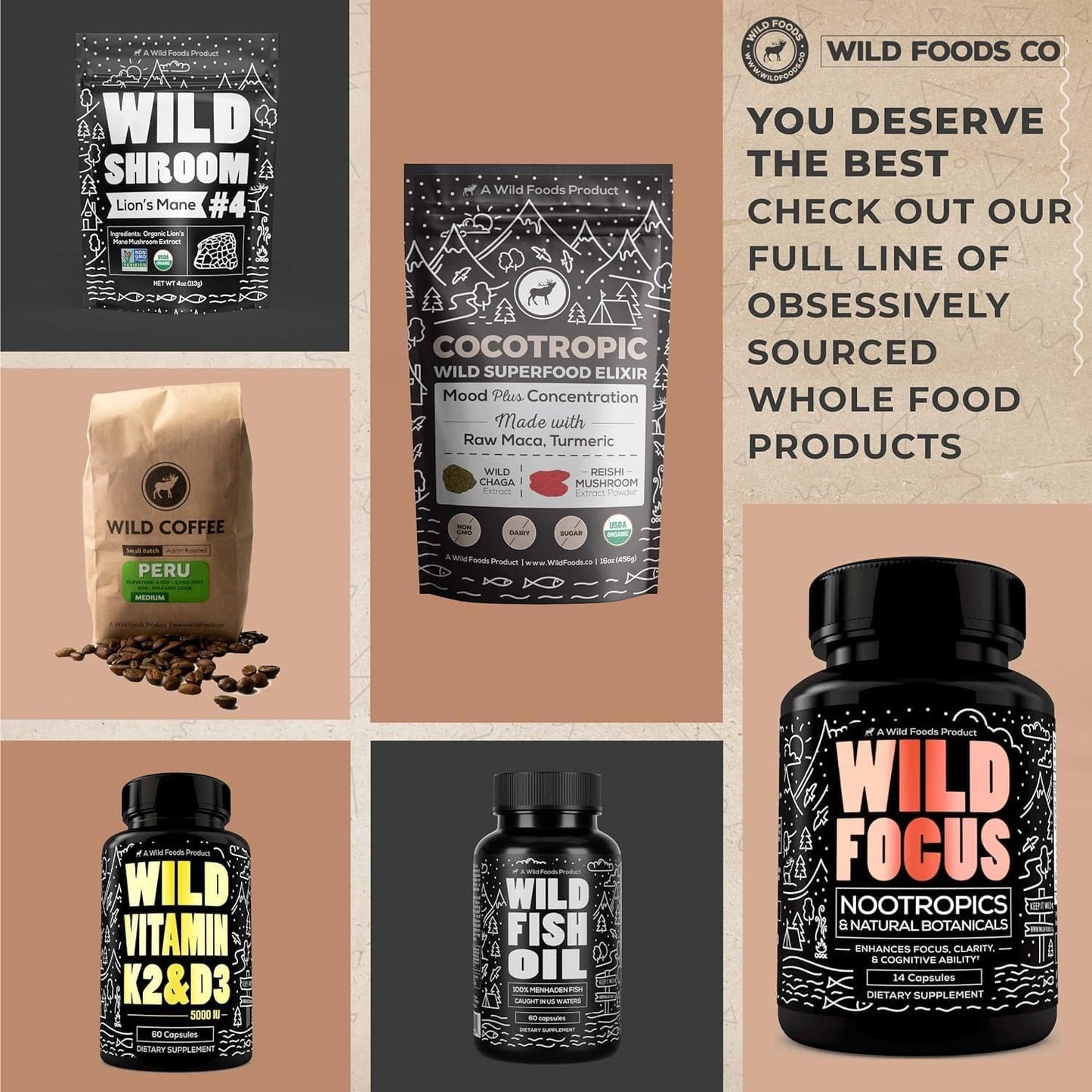 Wild Foods Lions Mane Powder 10:1 Organic Mushroom Extract – 4 oz Pack of 2 | Brain Health & Focus