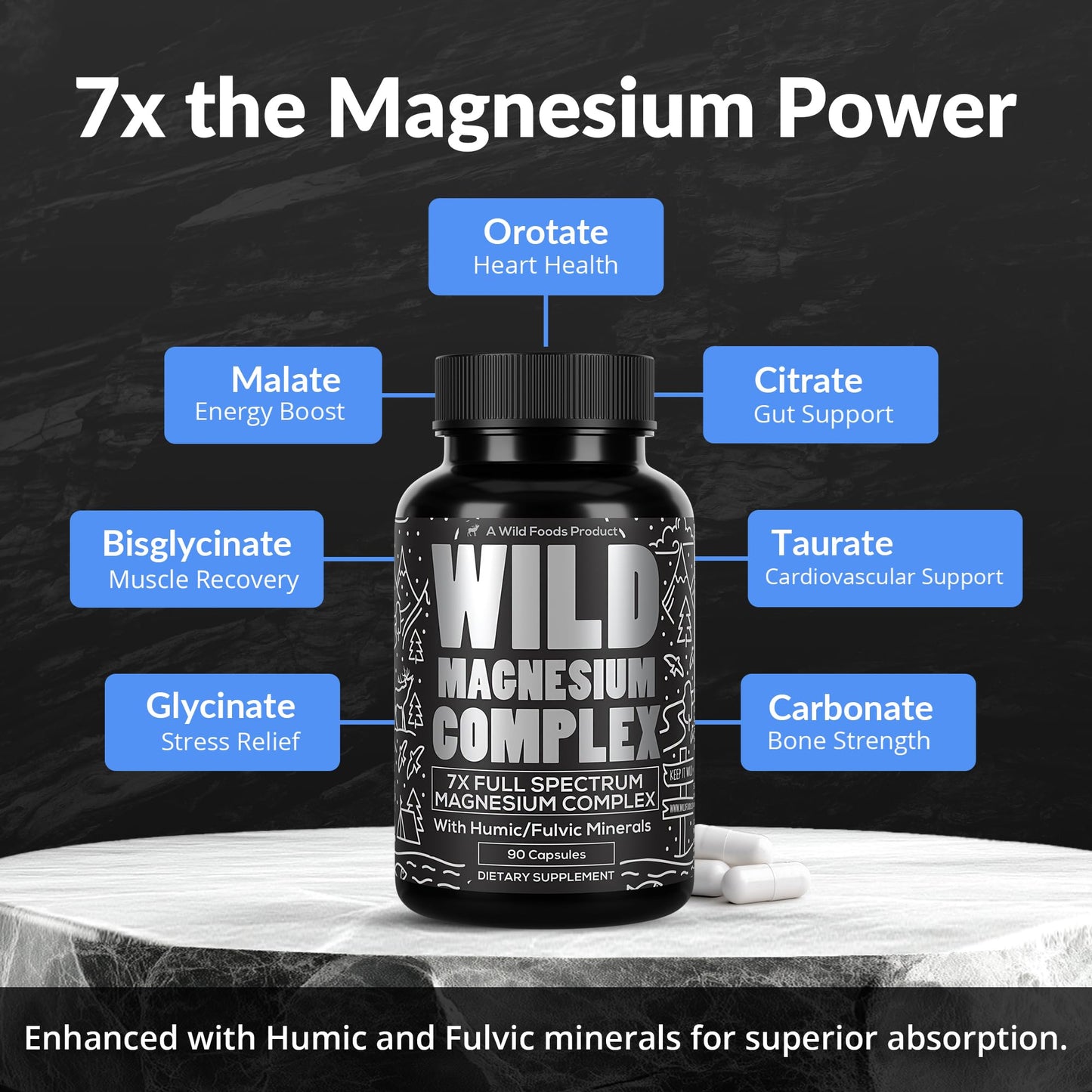 Wild Foods Magnesium Complex 7x Forms - 90 Capsules