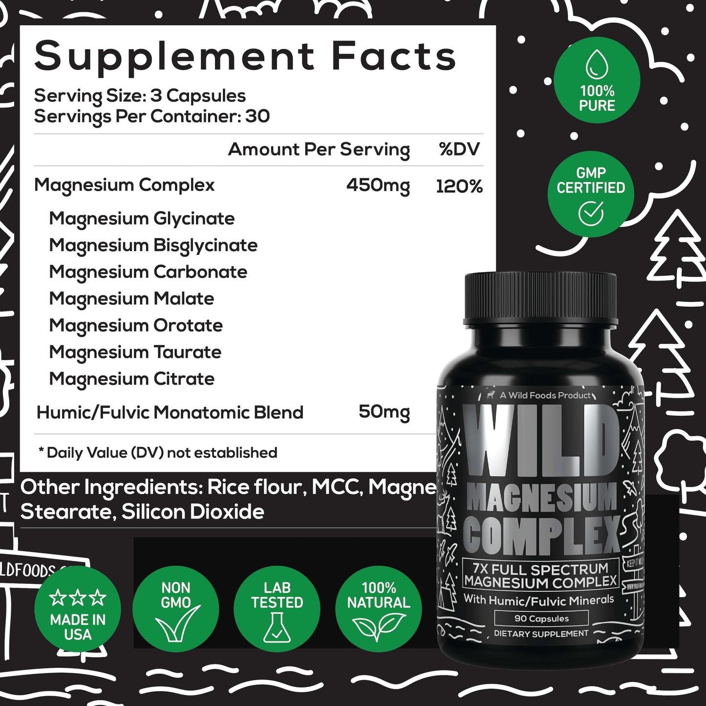 Wild Foods Magnesium Complex – 7 Forms for High Absorption | Pack of 3 (270 capsules)