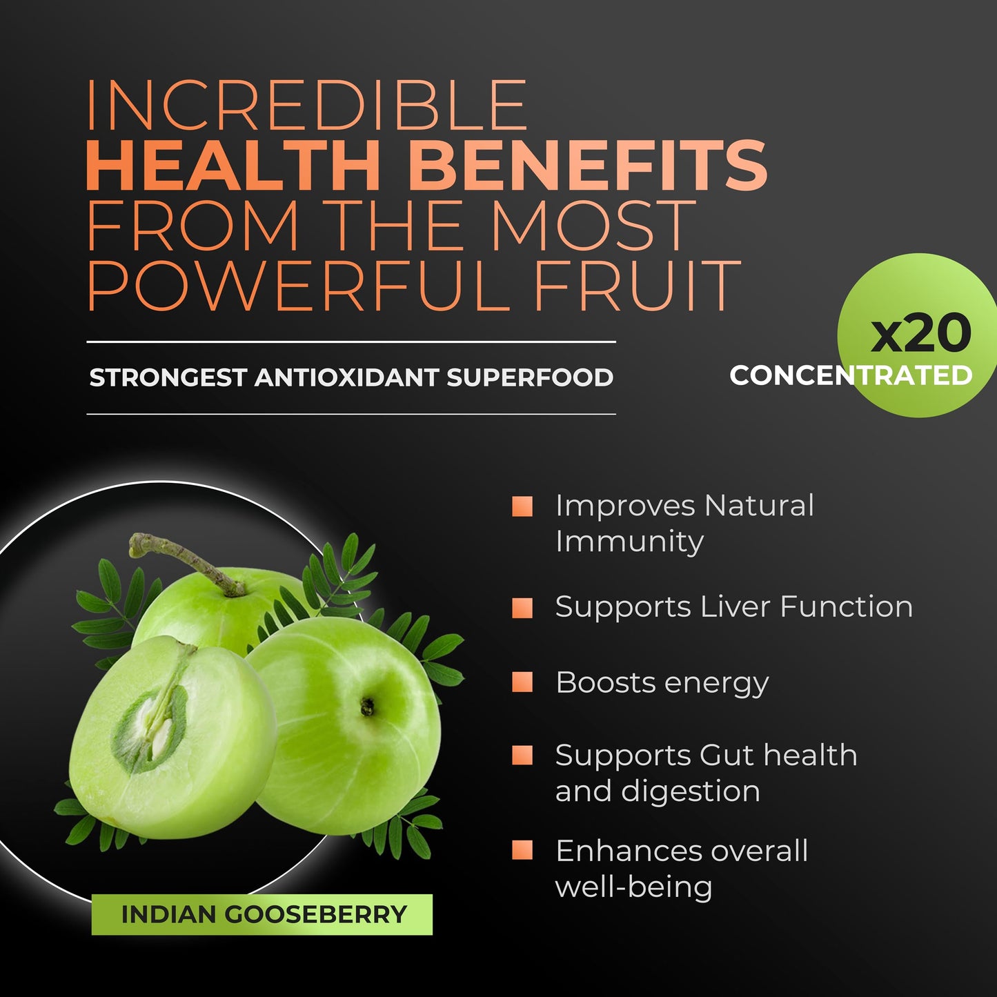 Amla Green 20x Concentrated Amla Powder with Pumpkin Spice – 90 Servings