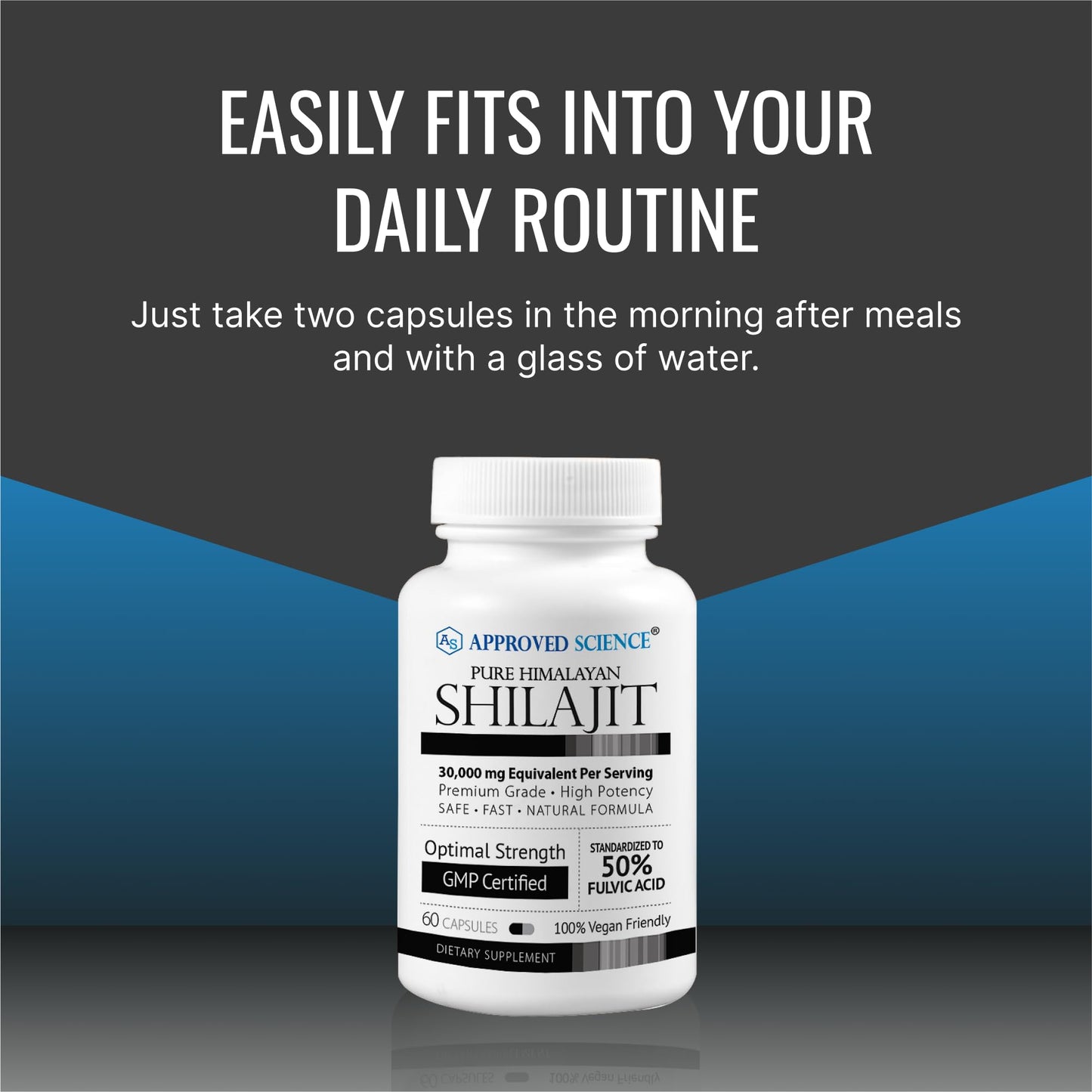Approved Science Himalayan Shilajit: 50% Fulvic, 30:1 Extract, 360 Capsules
