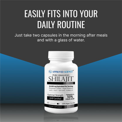 Approved Science Himalayan Shilajit: 50% Fulvic, 30:1 Extract, 360 Capsules