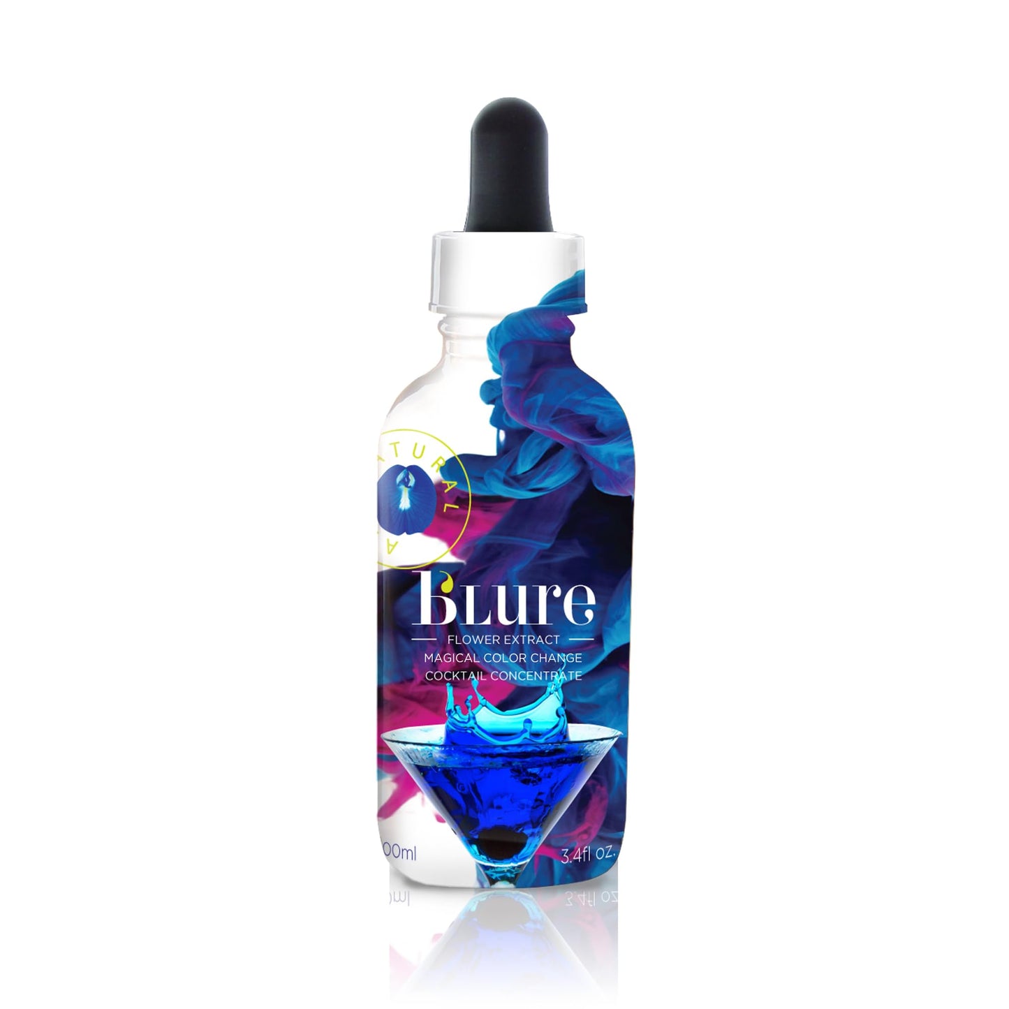 Wild Hibiscus B’Lure Butterfly Pea Flower Extract | 3.4 fl oz (100 ml) | Natural Blue Botanical Extract | Magical Color-Changing Cocktail & Culinary Concentrate
