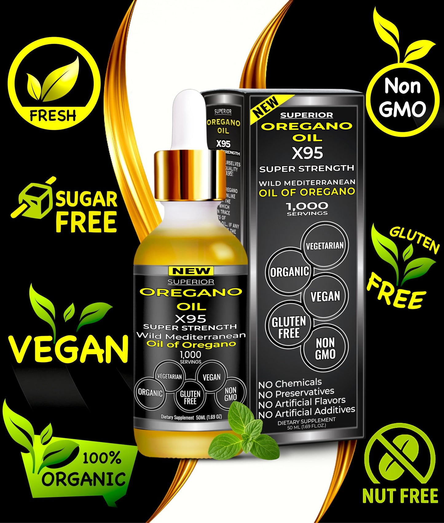Superior Fulvic Humic X935 Organic Oregano Oil Drops – 1,000 Servings, 12-Month Supply