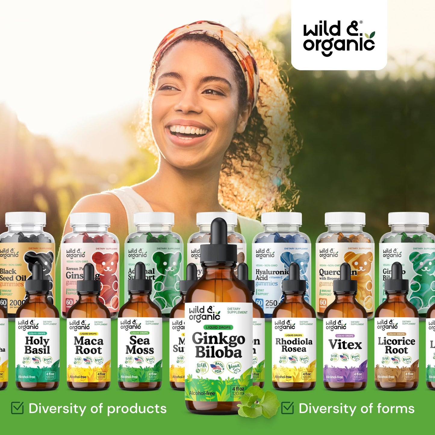 Wild & Organic Ginkgo Biloba Drops – Brain & Focus Support | 4 fl oz | Vegan, Alcohol-Free