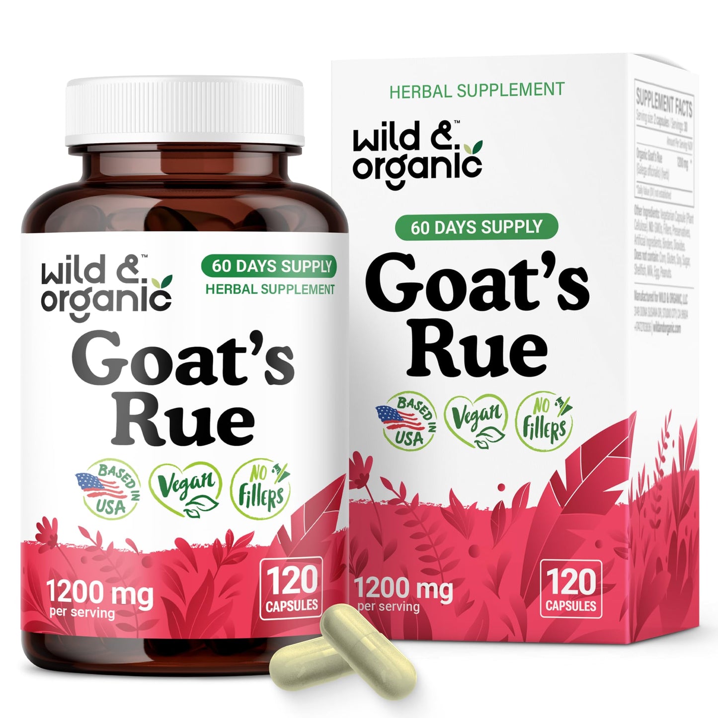 Wild & Organic Goats Rue Capsules 1200 mg | Lactation Support