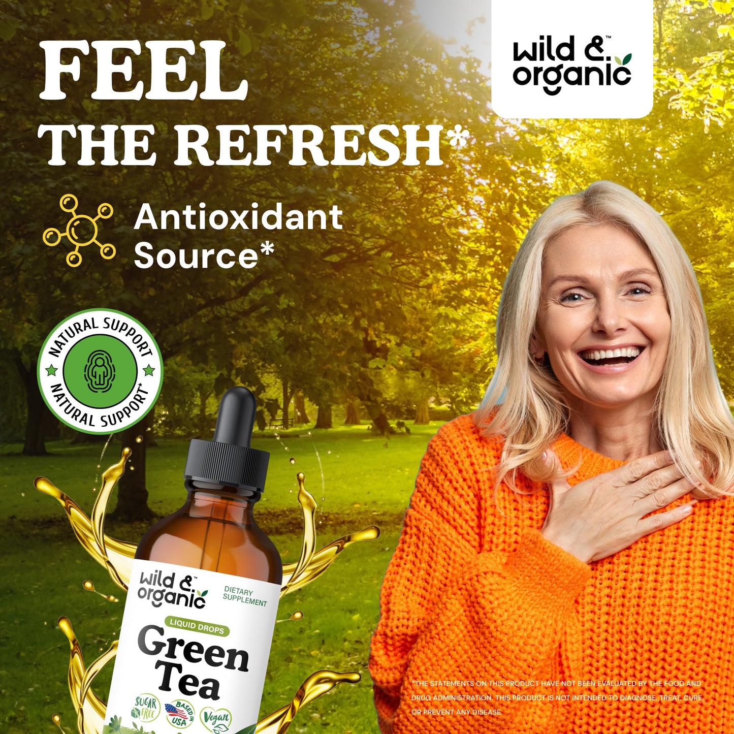 Wild & Organic Green Tea Extract Liquid Drops | 4 fl oz, 84-Day Supply, Vegan & Alcohol-Free