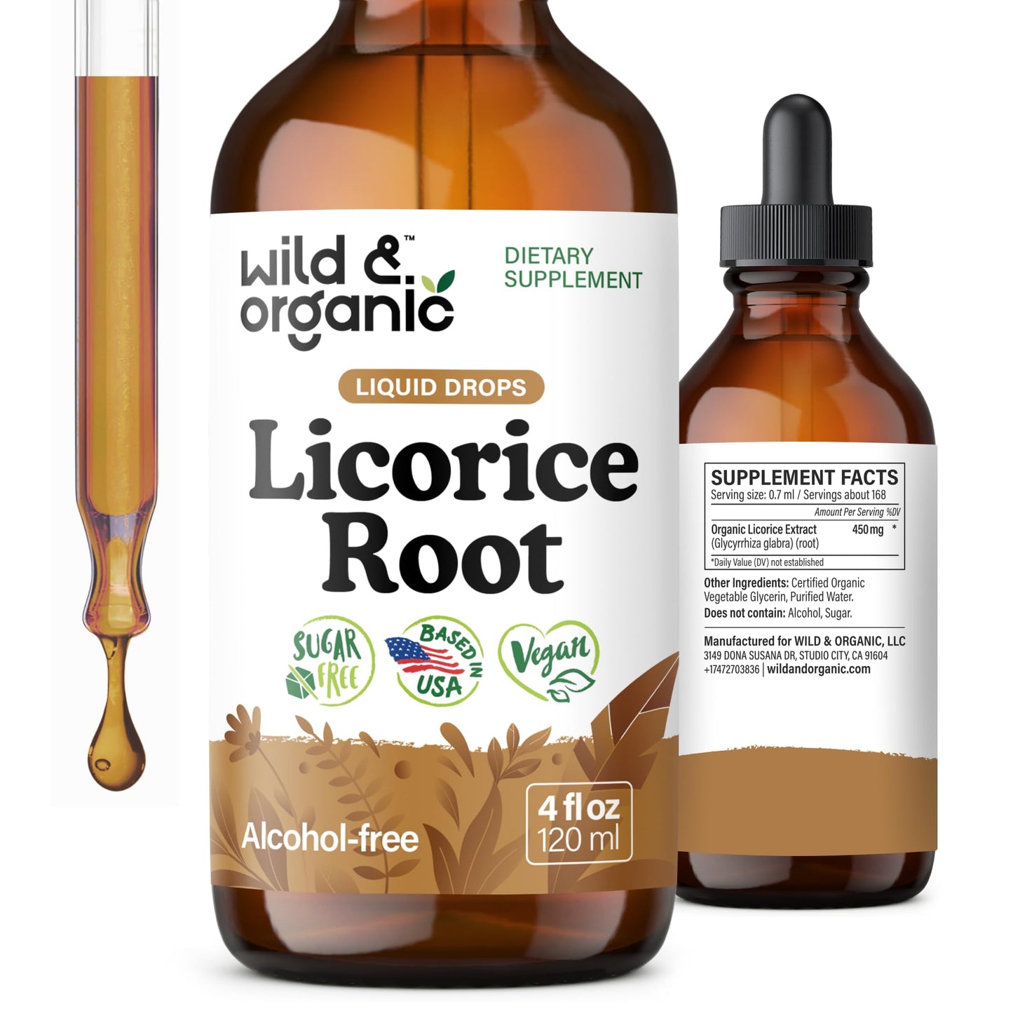 Wild & Organic Licorice Root Tincture - Digestive, Lung & Skin Support (4 oz)