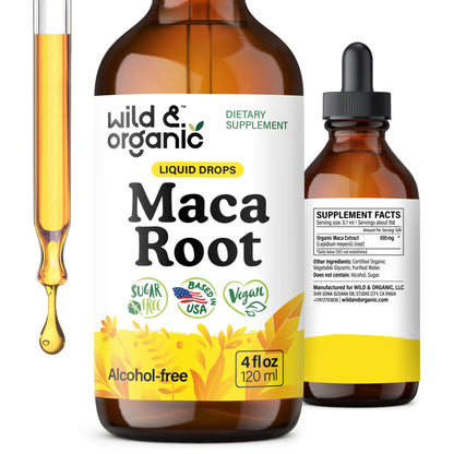 Wild & Organic Maca Root Liquid Drops – Peruvian Maca Tincture, 4 fl oz