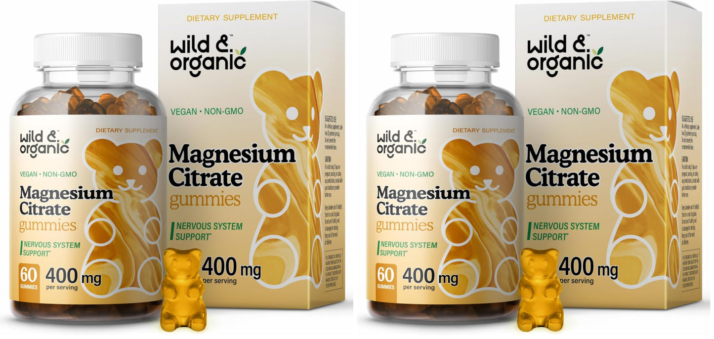 Wild & Organic Magnesium Citrate Gummies 400 mg | Mood & Calm Support (Pack of 2)