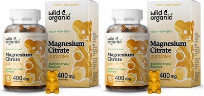 Wild & Organic Magnesium Citrate Gummies 400 mg | Mood & Calm Support (Pack of 2)