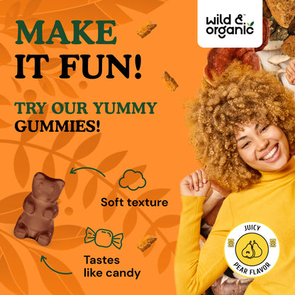 Wild & Organic Mushroom Gummies – 10-Mushroom Complex, Immune & Brain Support (60 Count Pack of 2)