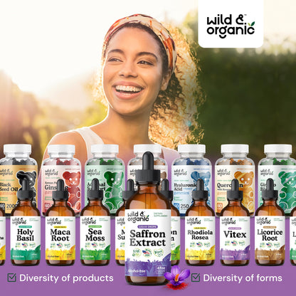 Wild & Organic Saffron Tincture – 88.5 mg per serving (4 oz) – Vegan, Alcohol & Sugar-Free