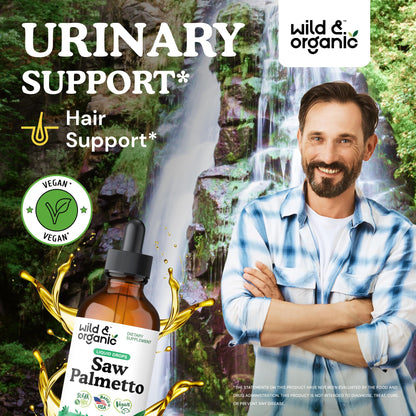 Wild & Organic Saw Palmetto Tincture - 4 fl oz | Vegan, Alcohol-Free, Sugar-Free Saw Palmetto Extract