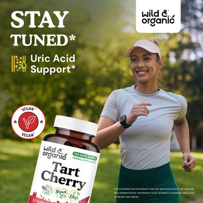 Wild & Organic Tart Cherry Capsules 600 mg – Uric Acid Support | 120-Day Supply | Vegan, Non-GMO