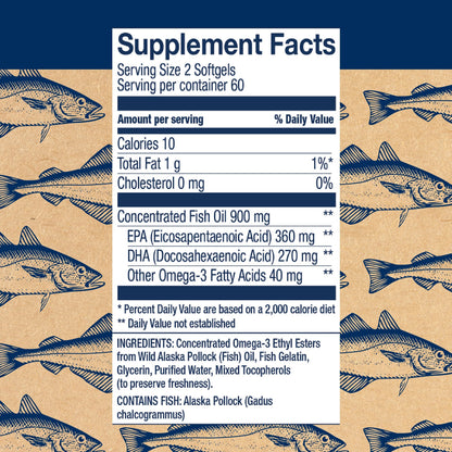 Wiley's Finest Wild Alaskan Fish Oil Easy Swallow Minis – 630mg EPA/DHA | 120 Mini Softgels