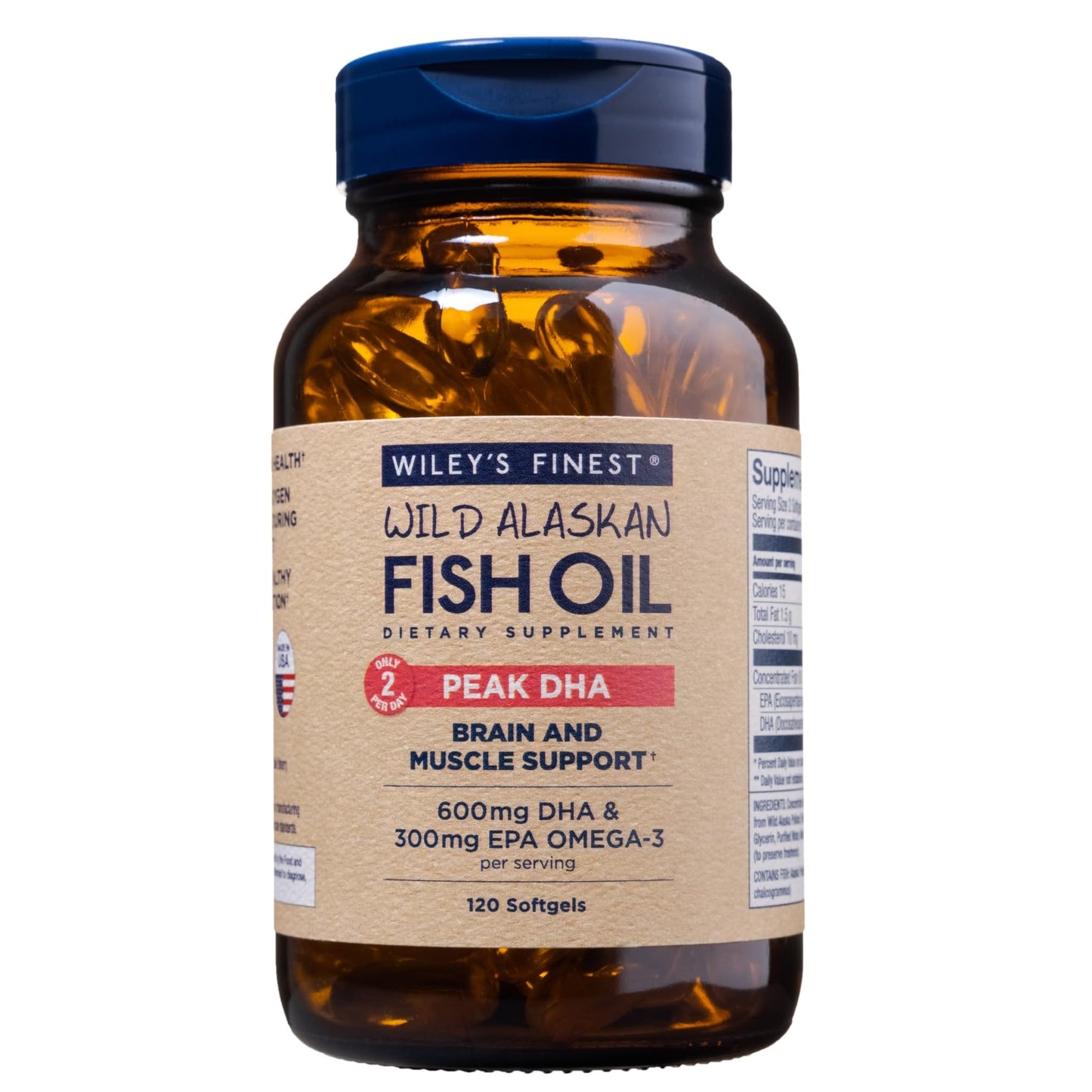 Wiley's Finest Wild Alaskan Fish Oil Peak DHA 900 mg - 120 Softgels