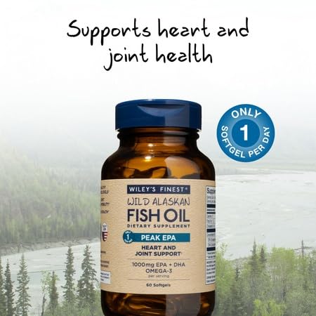 Wiley’s Finest Peak EPA & DHA Fish Oil 1000mg - 60 Softgels | Wild Alaskan, Triple Strength
