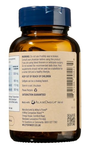 Wiley's Finest Wild Alaskan Fish Oil Prenatal DHA – 900mg EPA & DHA, 60 Softgels (30 Prenatal Servings)