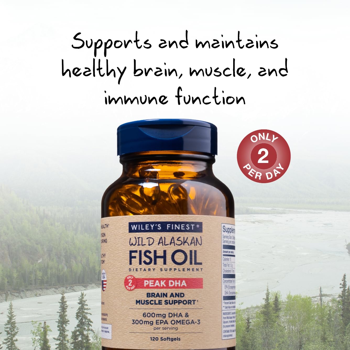 Wiley's Finest Wild Alaskan Fish Oil Peak DHA 900 mg - 120 Softgels