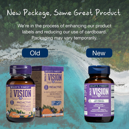 Wiley's Finest Bold Vision: Wild Alaskan Fish Oil for Eye Health with Lutein, Zeaxanthin, Zinc & Vitamin E - 60 Softgels