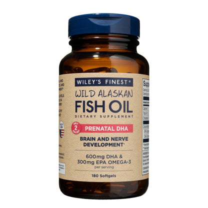 Wiley's Finest Wild Alaskan Fish Oil Prenatal DHA – 900mg Omega-3 (180 Softgels)
