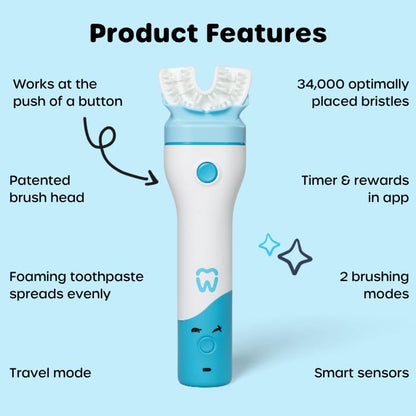 Willo BrushBot Kids U-Shaped Toothbrush Starter Kit – Rechargeable Smart Electric Toothbrush (Ages 5-7) with App