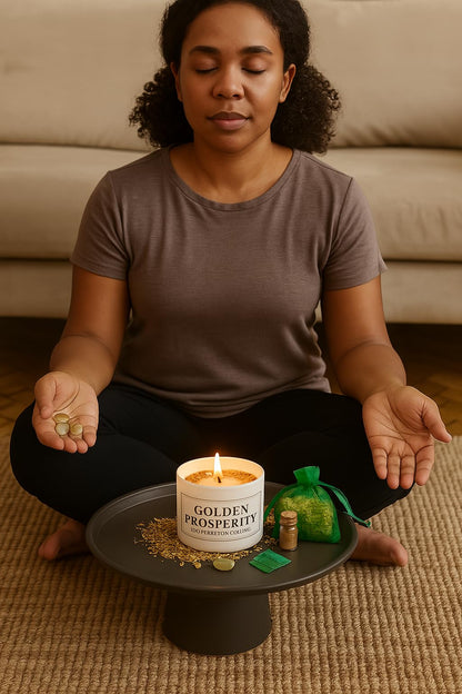 Golden Prosperity Candle Ritual Kit – 8oz Soy Candle by Willow & Wicks