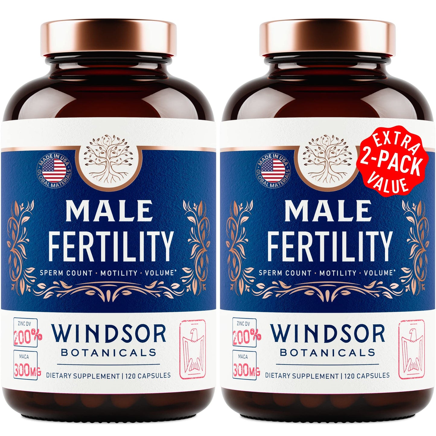 WINDSOR BOTANICALS Men's Fertility Supplements - Prenatal Vitamins 2-Pack