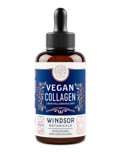 Windsor Botanicals Vegan Collagen Builder Liquid – 60-Day Supply | Vitamin C, Biotin, Hyaluronic Acid | Organic Fruits & Vegetables | 120ml