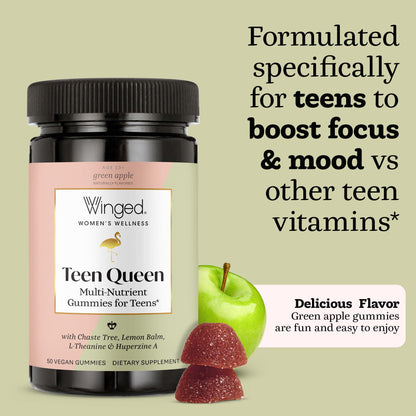 Winged Wellness Teen Queen Gummies – Vegan Multivitamin for Teens (50 Gummies)