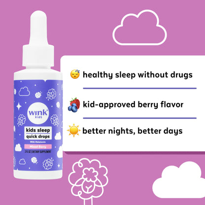 Wink Well Kids Melatonin Drops — 1 mg, Drug-Free Sleep Support for Children (2-Pack)