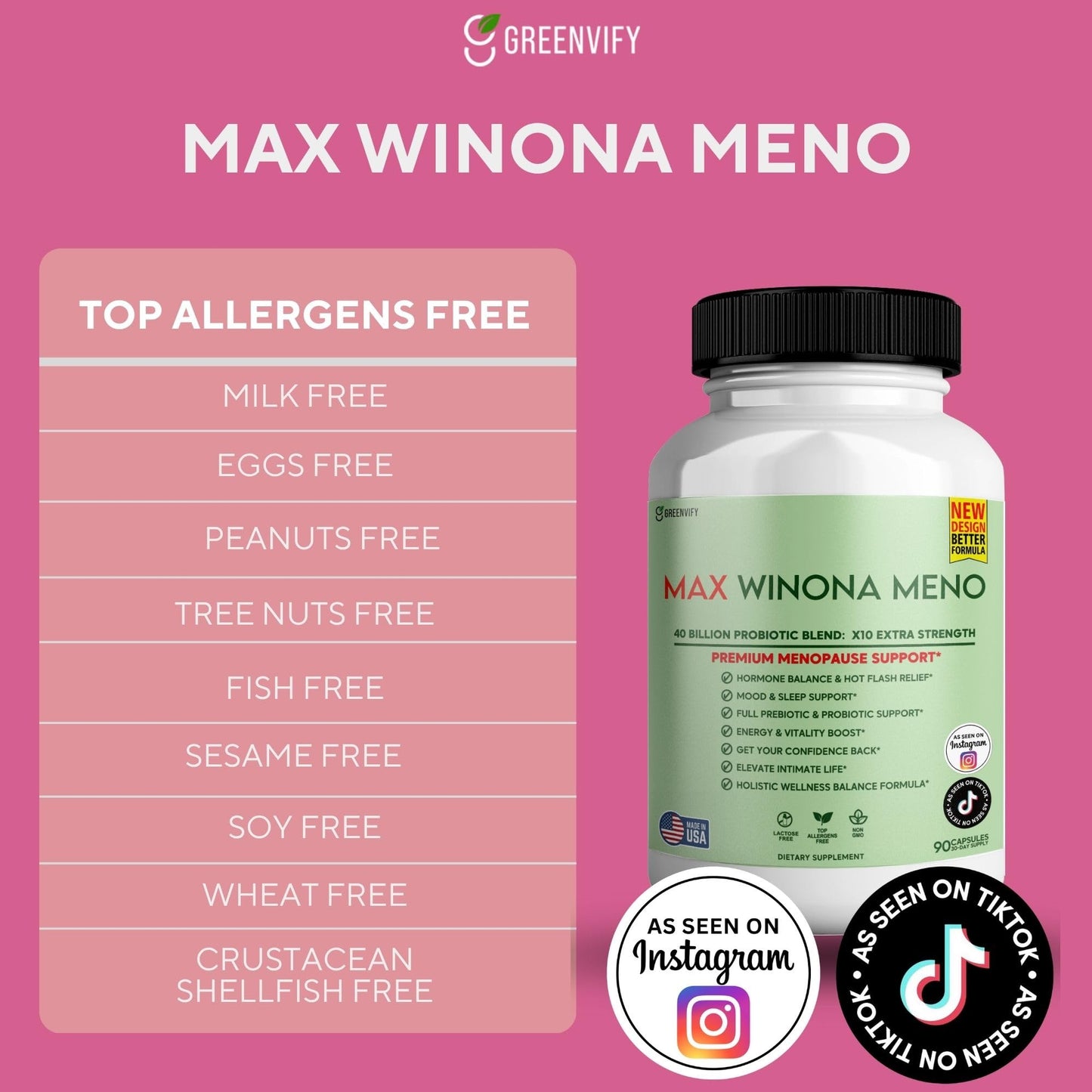 Winona Max Premium Menopause Support — 40B CFU Probiotic, 90 Capsules
